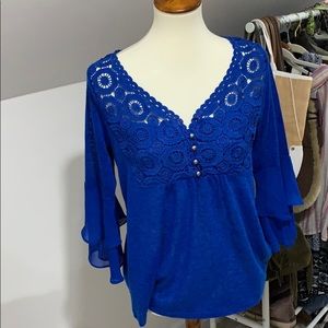 Blue top with lace detail